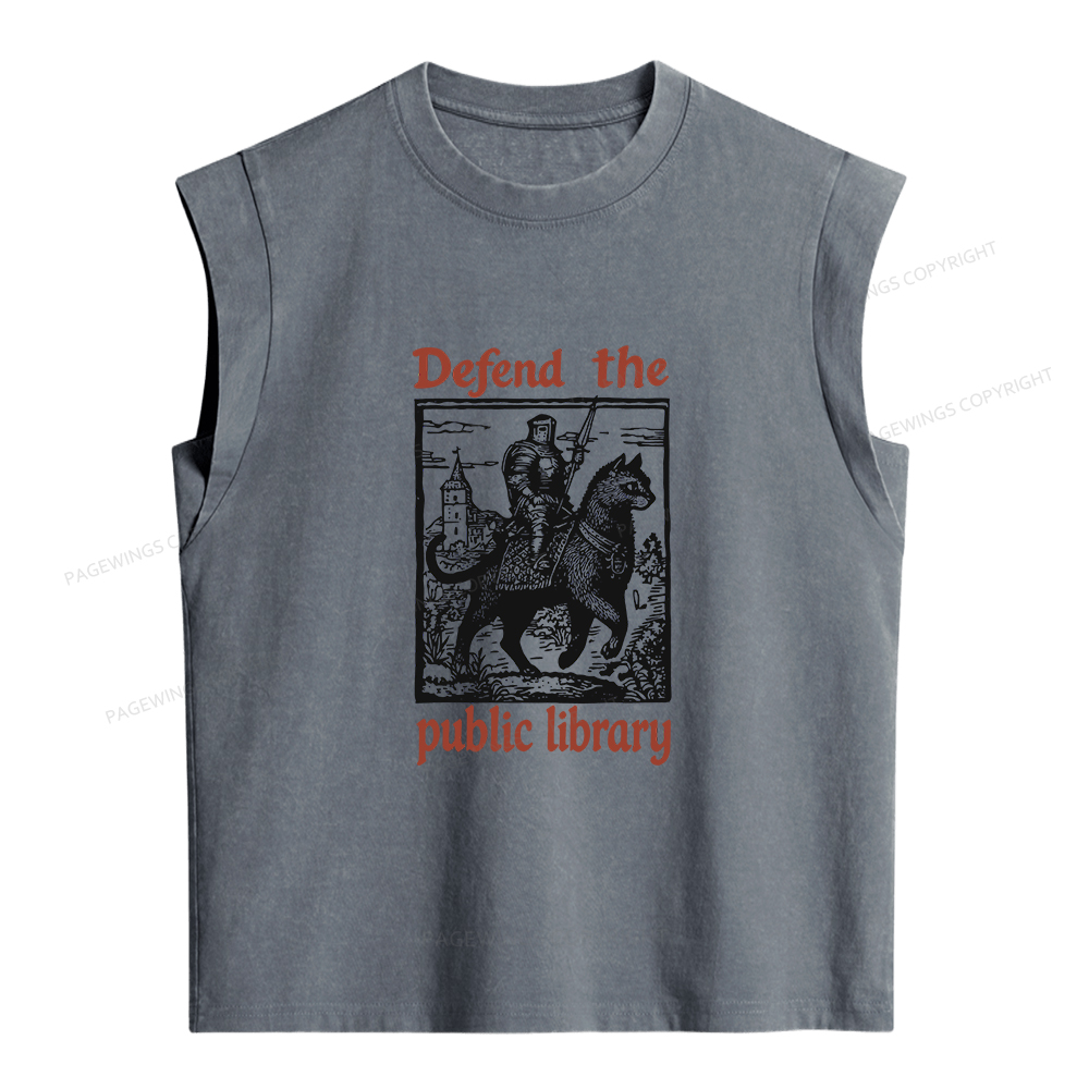 Pagewings Defend the Public Library Women's Washed Tank Top