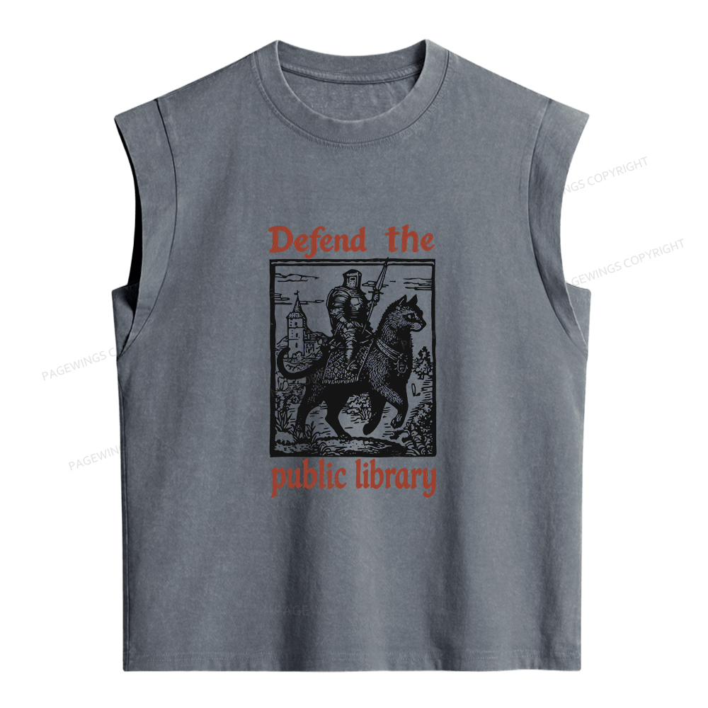 Pagewings Defend the Public Library Women's Washed Tank Top