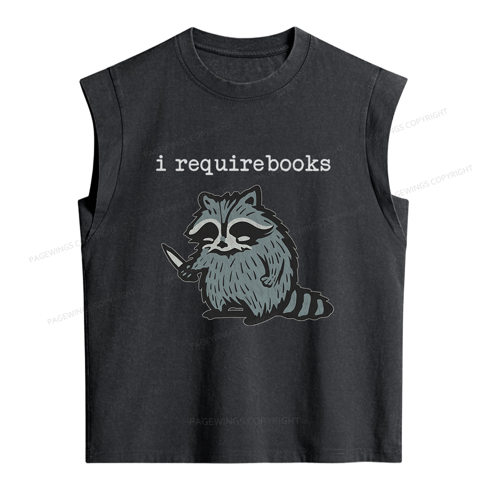 Pagewings I Require Books Women's Washed Tank Top