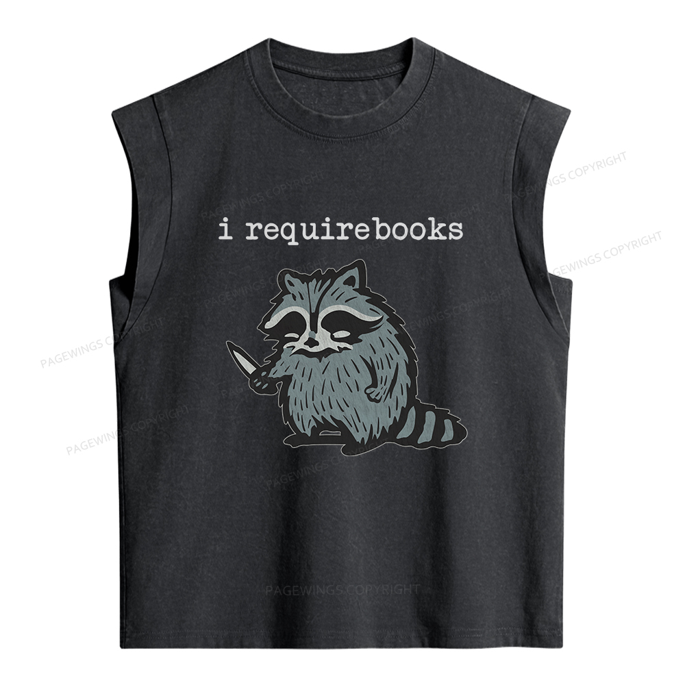 Pagewings I Require Books Women's Washed Tank Top