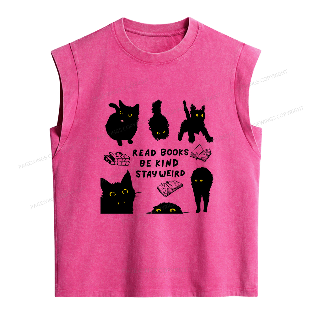 Pagewings Read Books Be Kind Stay Weird Women's Washed Tank Top