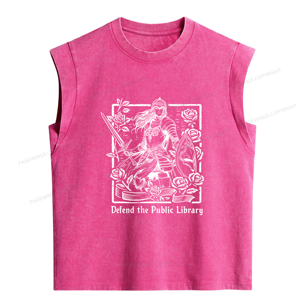 Pagewings Defend The Public Library Women's Washed Tank Top