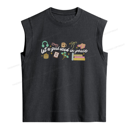 Pagewings Let a Girl Read in Peace Women's Washed Tank Top