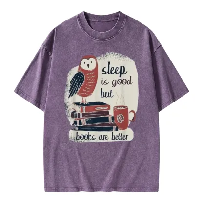 Pagewings Sleep is Good But Book is Better Unisex Washed T-shirt
