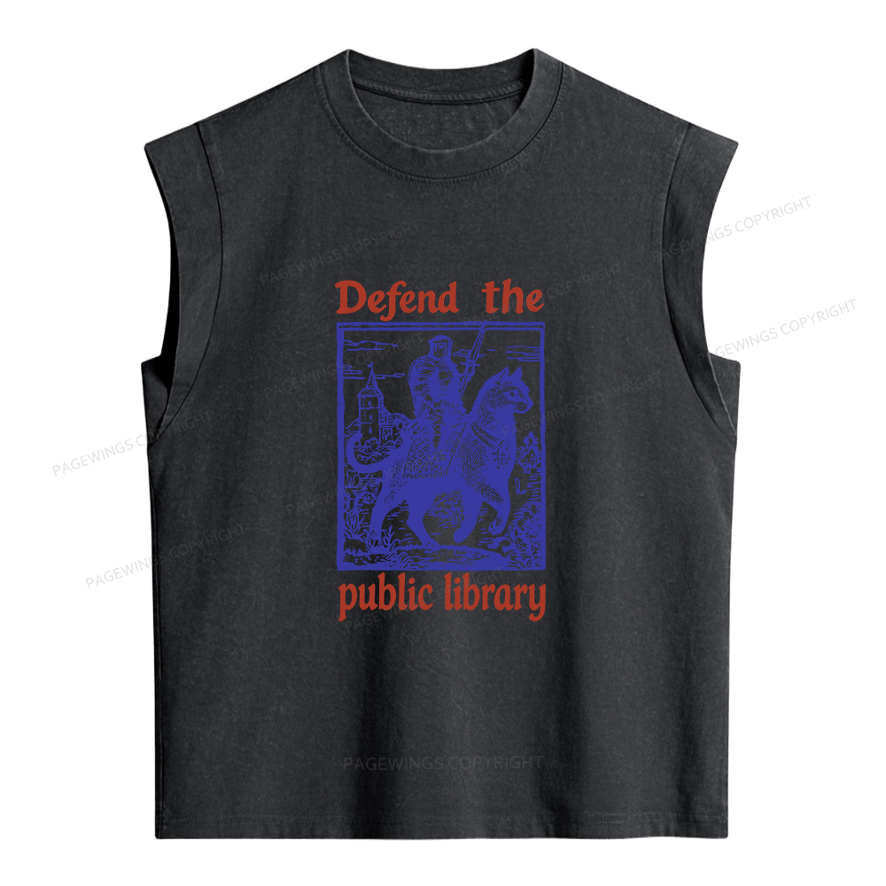 Pagewings Defend the Public Library Women's Washed Tank Top