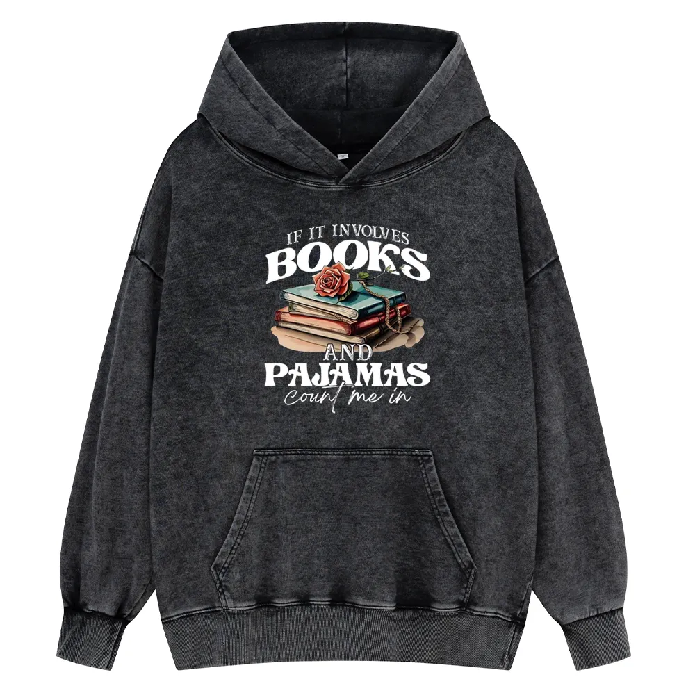 Pagewings Books And Pajamas Unisex Washed Hoodie