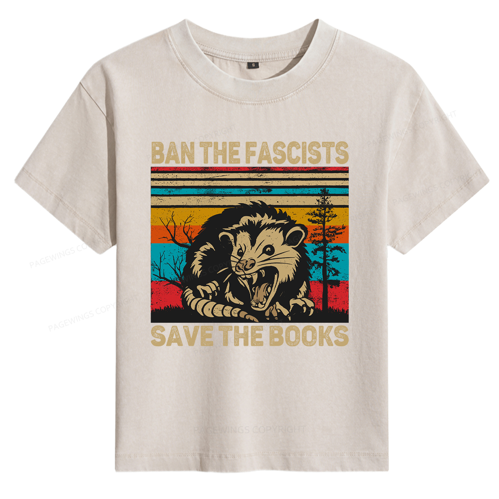 Pagewings Ban The Fascists Save The Books Women's Washed T-shirt