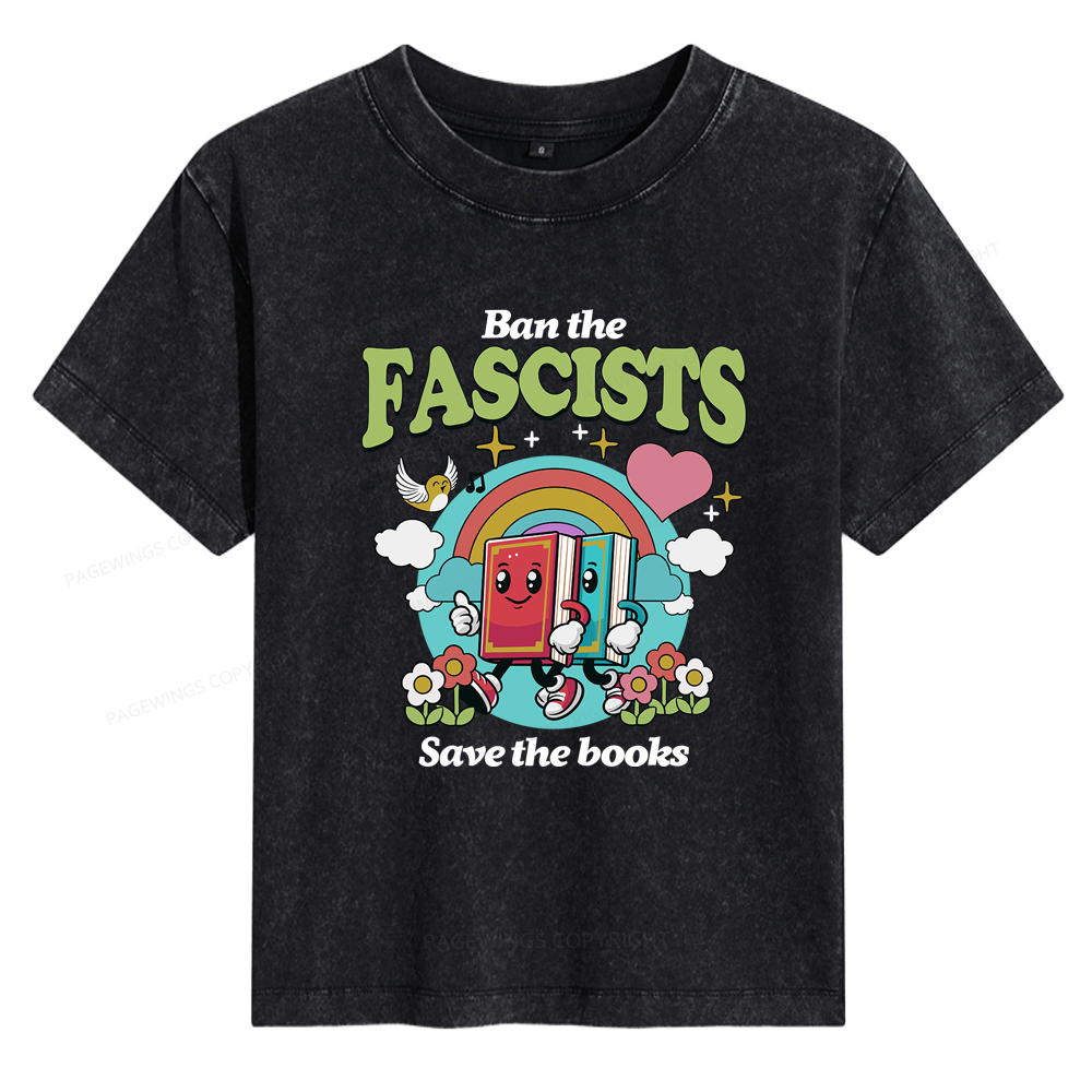 Pagewings Ban the Fascists Save the Books Women's Washed T-shirt