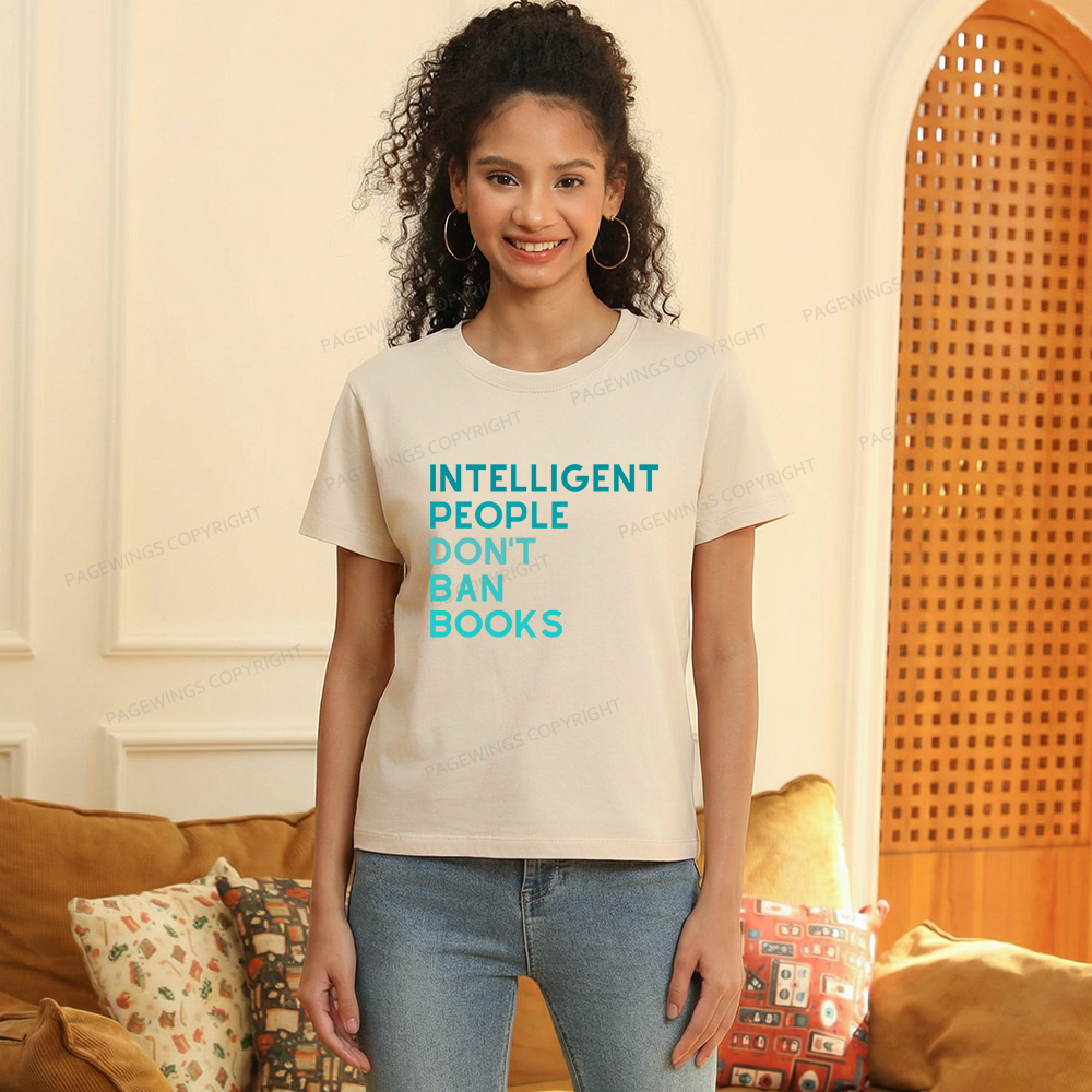 Pagewings Intelligent People Don't Ban Books Women's Washed T-shirt