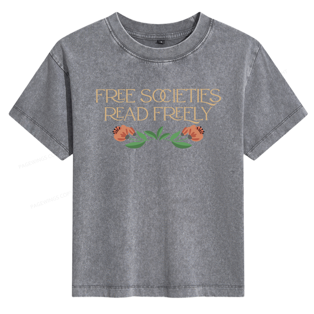 Pagewings Free Societies Read Freely Women's Washed T-shirt