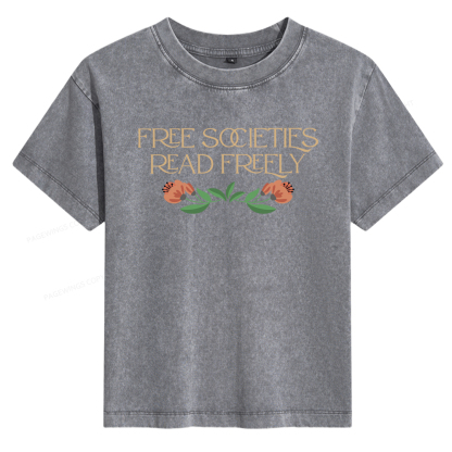 Pagewings Free Societies Read Freely Women's Washed T-shirt
