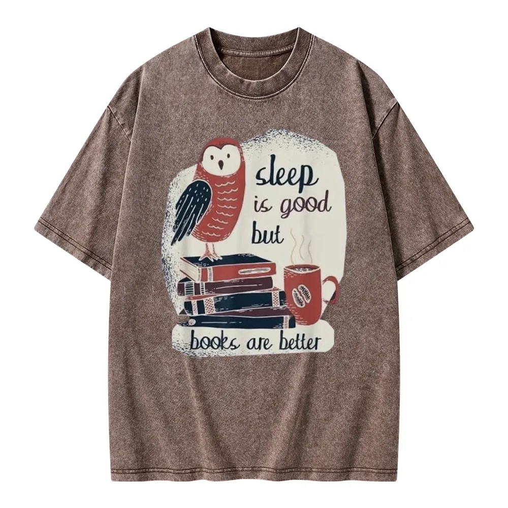 Pagewings Sleep is Good But Book is Better Unisex Washed T-shirt