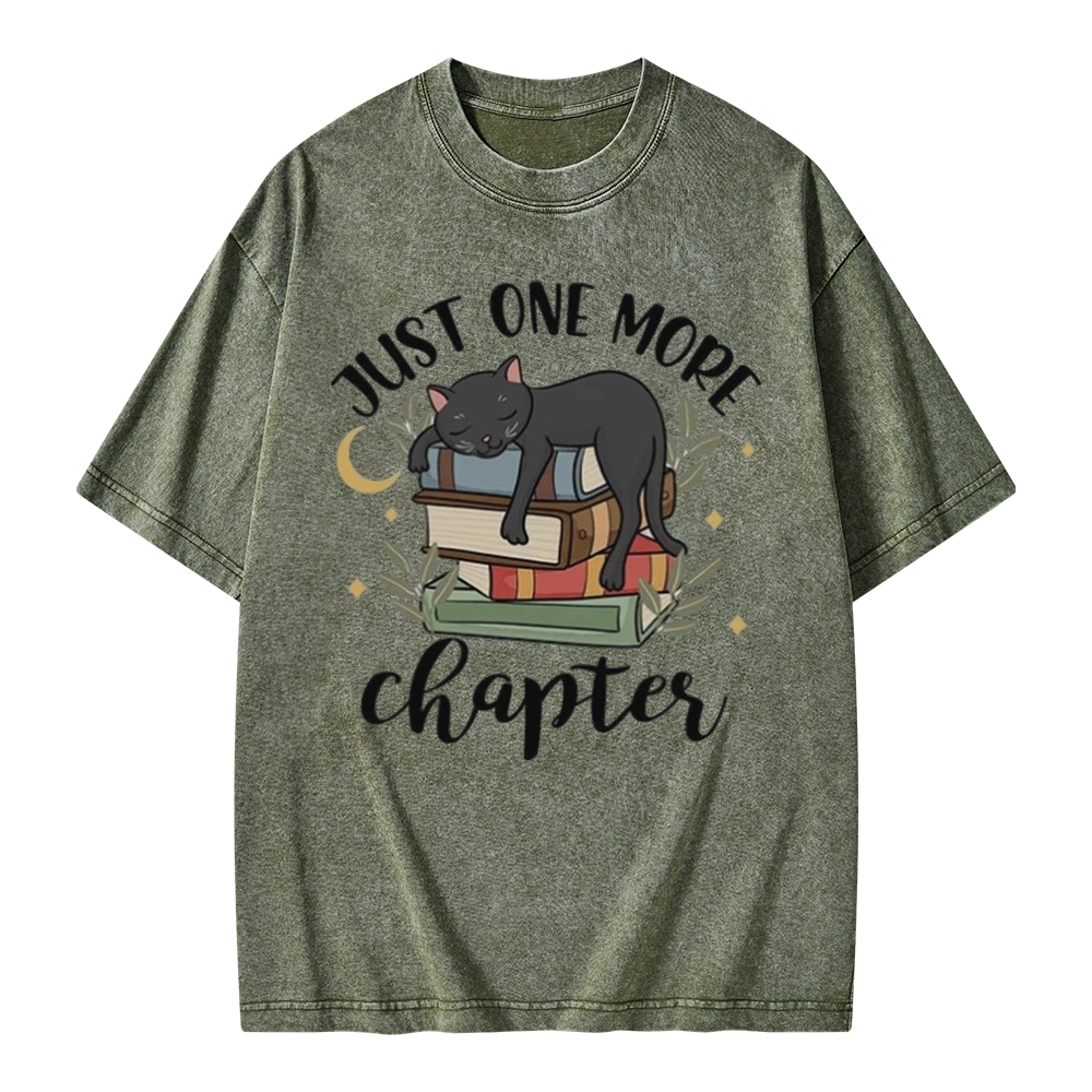 Pagewings Just One More Chapter Adorable Cat Unisex Washed T-shirt