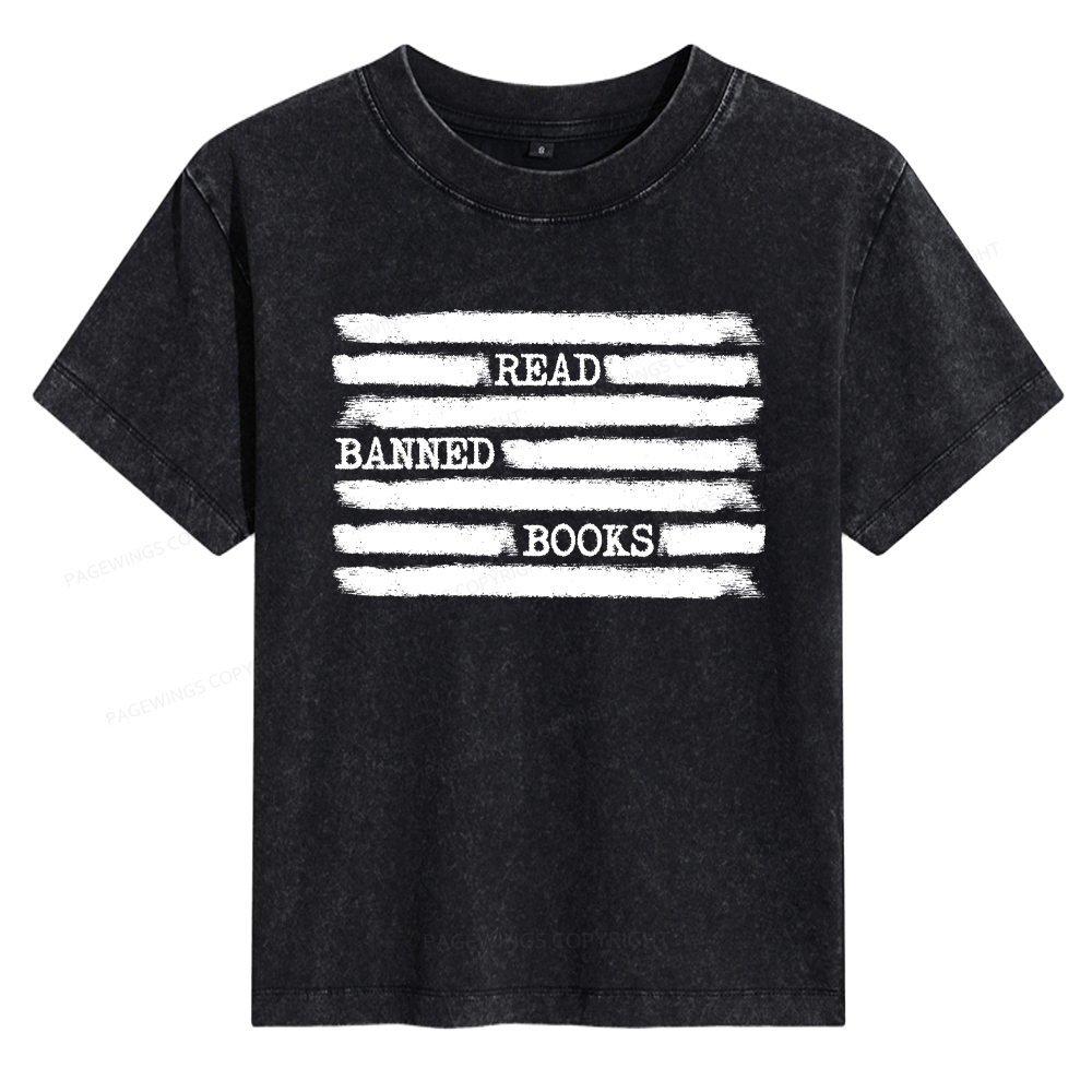 Pagewings Read Banned Books Bookworm Librarian Women's Washed T-shirt