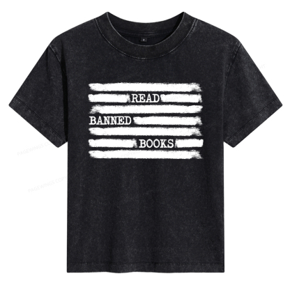 Pagewings Read Banned Books Bookworm Librarian Women's Washed T-shirt