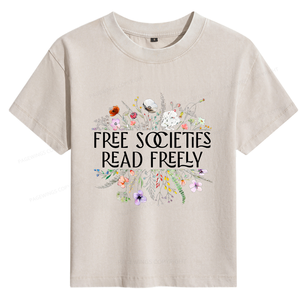 Pagewings Free Societies Read Freely Women's Washed T-shirt