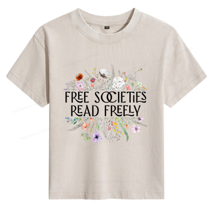 Pagewings Free Societies Read Freely Women's Washed T-shirt