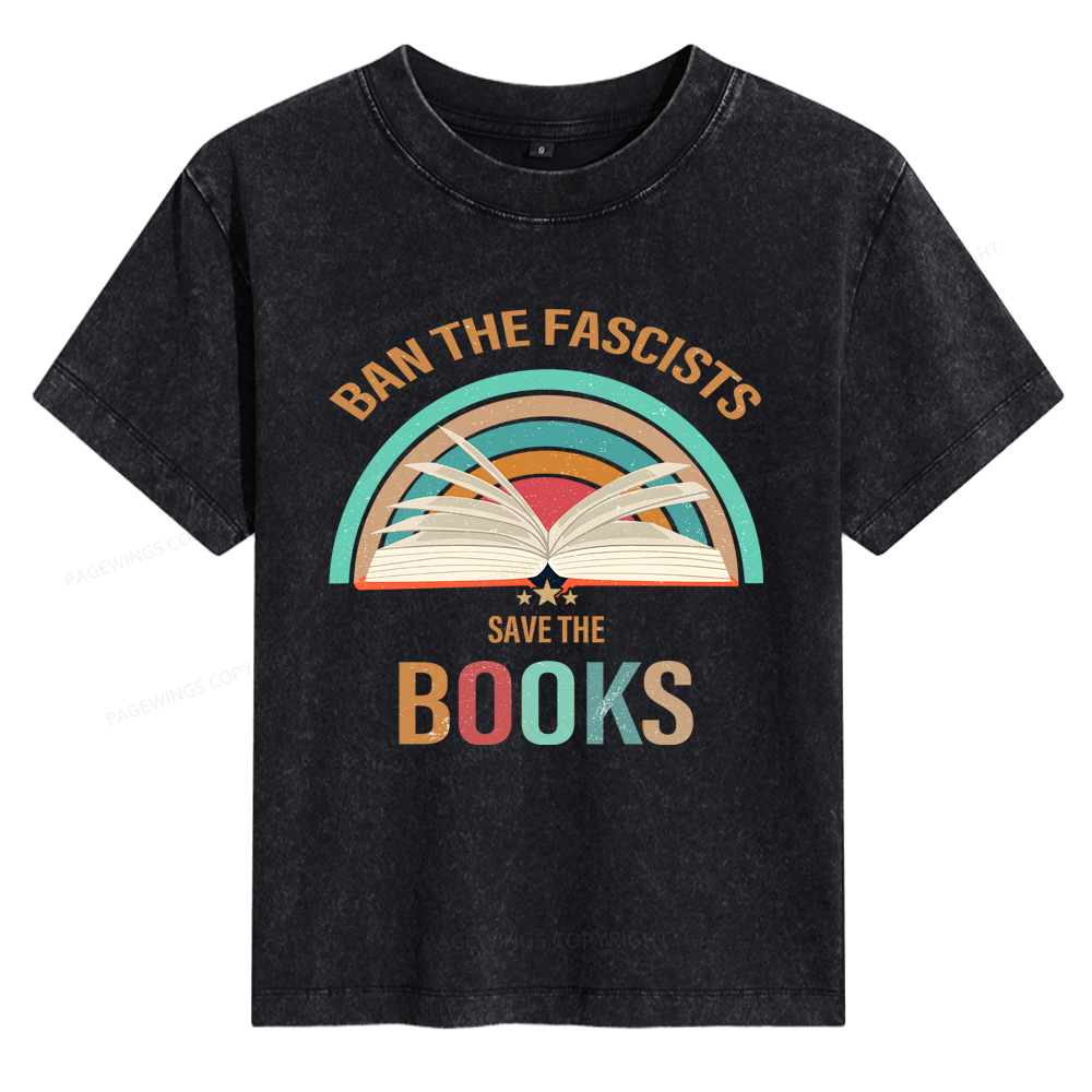 Pagewings Ban The Fascists Save The Books Women's Washed T-shirt