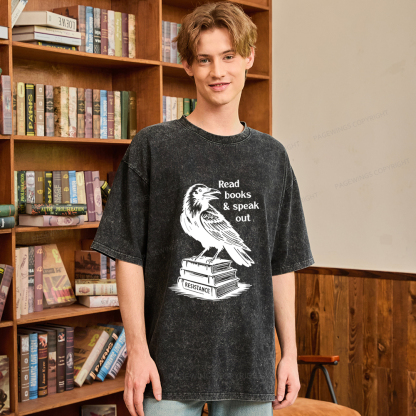Pagewings Read Books Speak Out Unisex Washed T-shirt