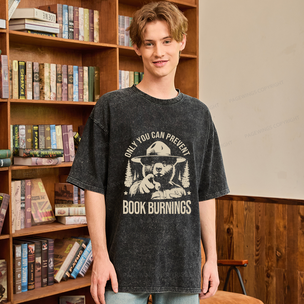 Pagewings Only You Can Prevent Book Burnings Unisex Washed T-shirt