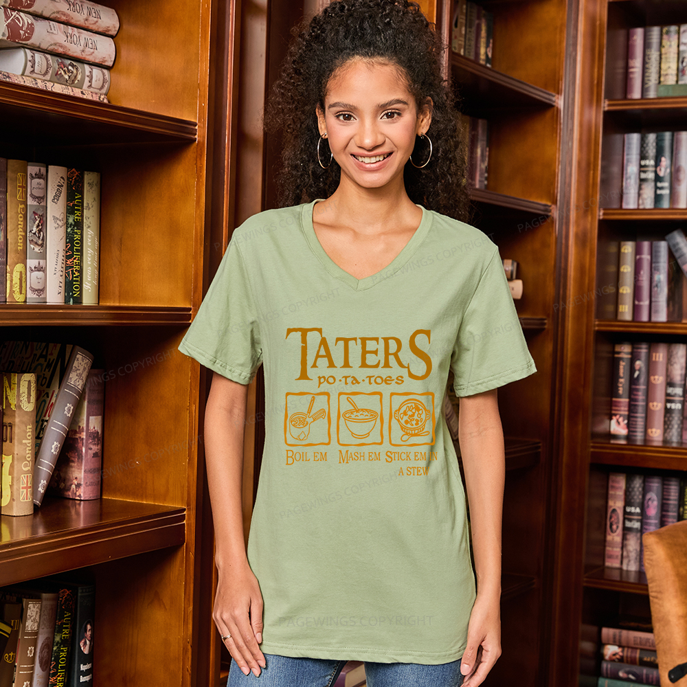 Pagewings Taters PoTaToes V-neck T-shirt