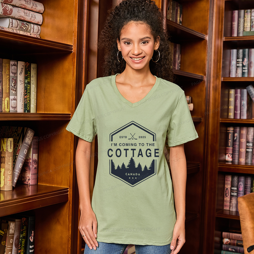 Pagewings Coming To The Cottage V-neck T-shirt