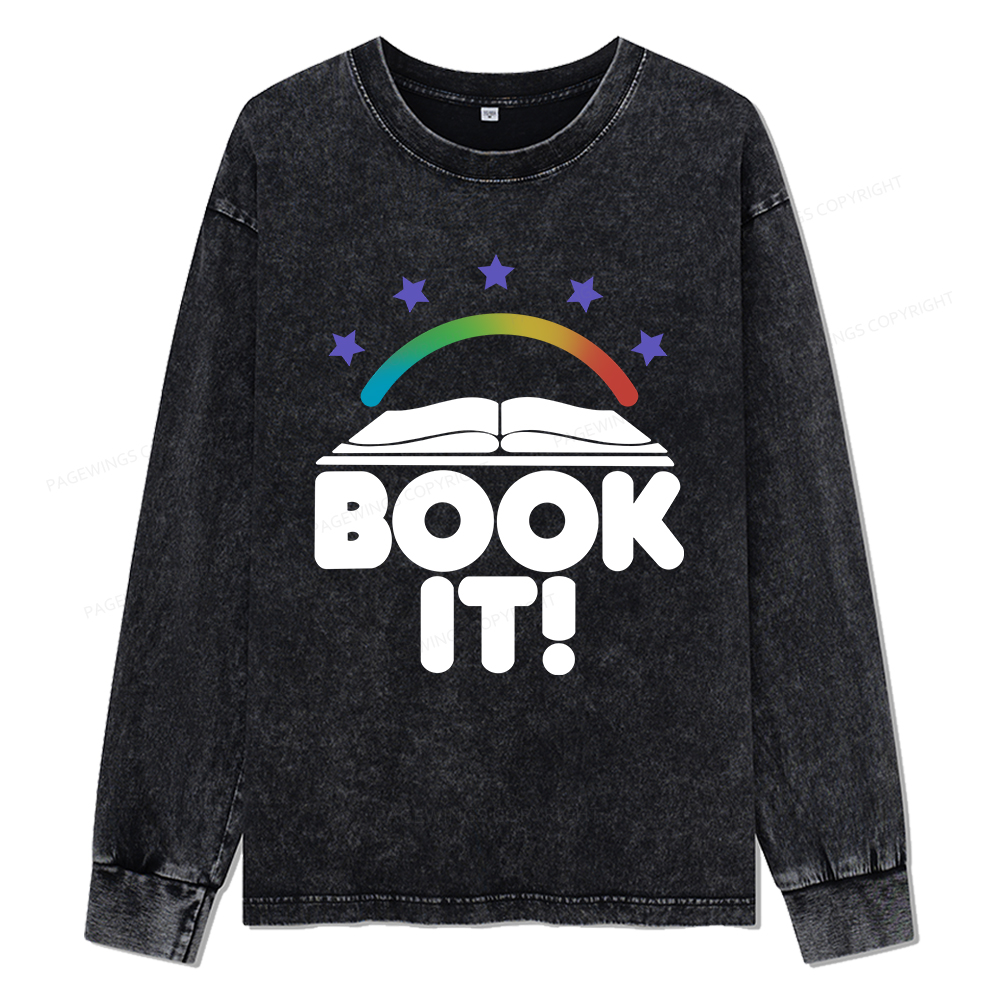 Pagewings Book It Unisex Washed Long Sleeve T-shirt