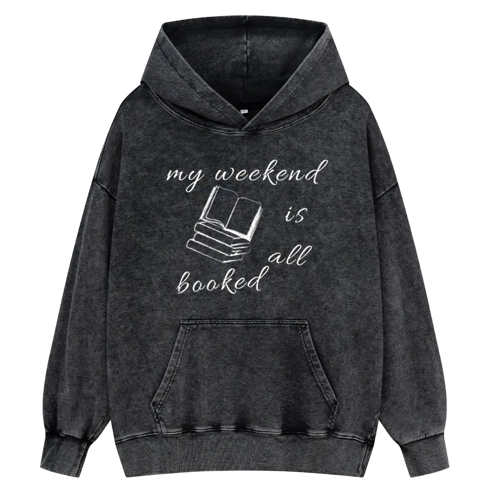 Pagewings My Weekend Is All Booked Unisex Washed Hoodie