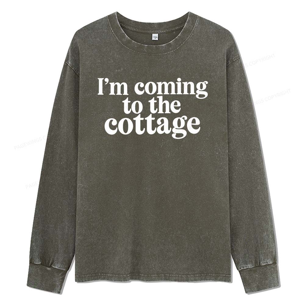 Pagewings I'm Coming To The Cottage Unisex Washed Long Sleeve T-shirt