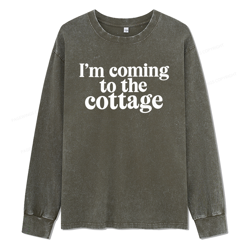 Pagewings I'm Coming To The Cottage Unisex Washed Long Sleeve T-shirt