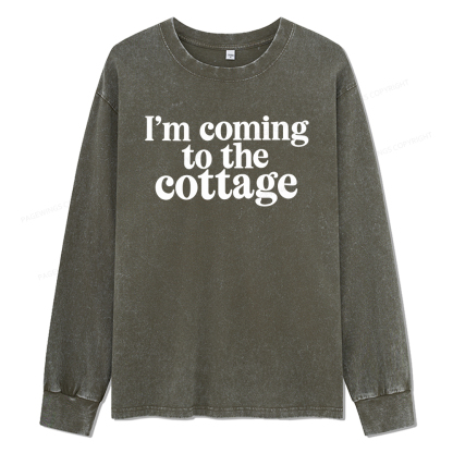 Pagewings I'm Coming To The Cottage Unisex Washed Long Sleeve T-shirt