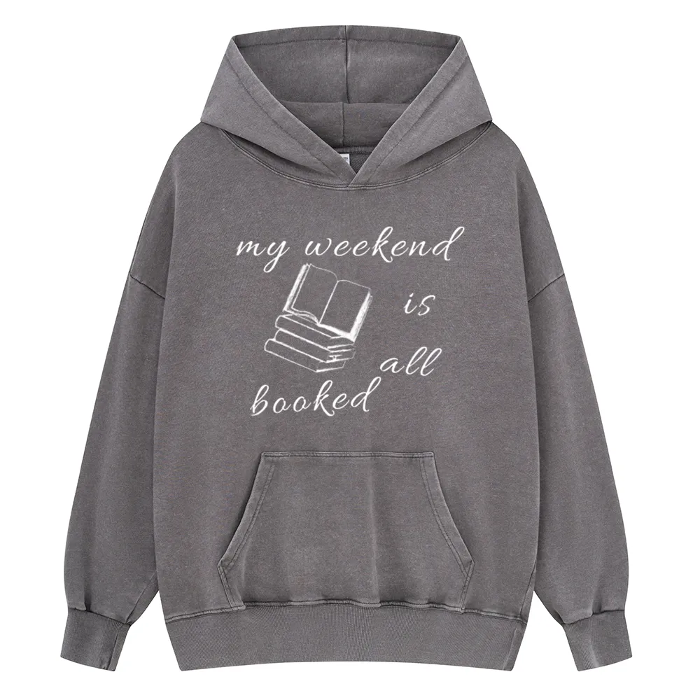 Pagewings My Weekend Is All Booked Unisex Washed Hoodie