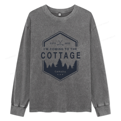 Pagewings Coming To The Cottage Unisex Washed Long Sleeve T-shirt