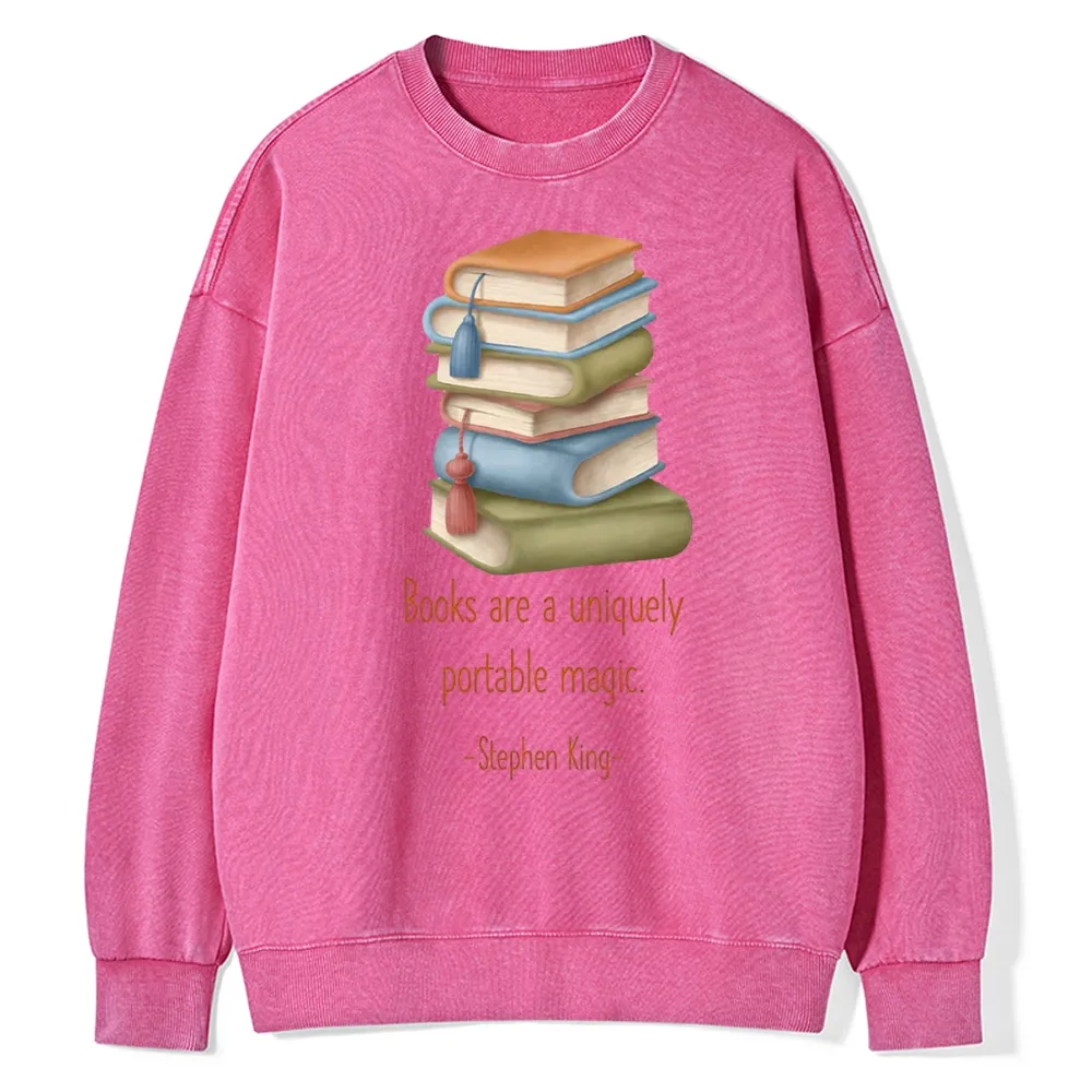 Pagewings Books Are A Uniquely Portable Magic Unisex Washed Sweatshirt
