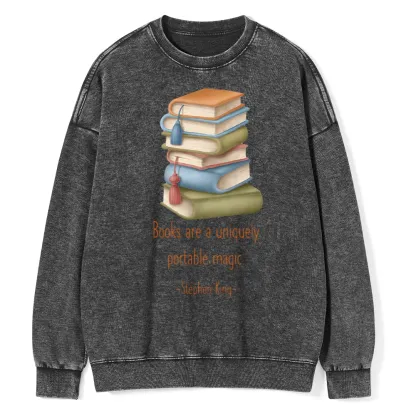 Pagewings Books Are A Uniquely Portable Magic Unisex Washed Sweatshirt