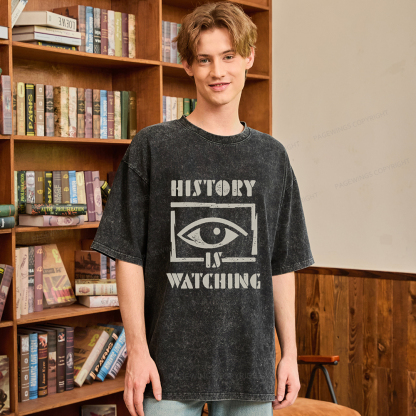 Pagewings History Is Watching Unisex Washed T-shirt