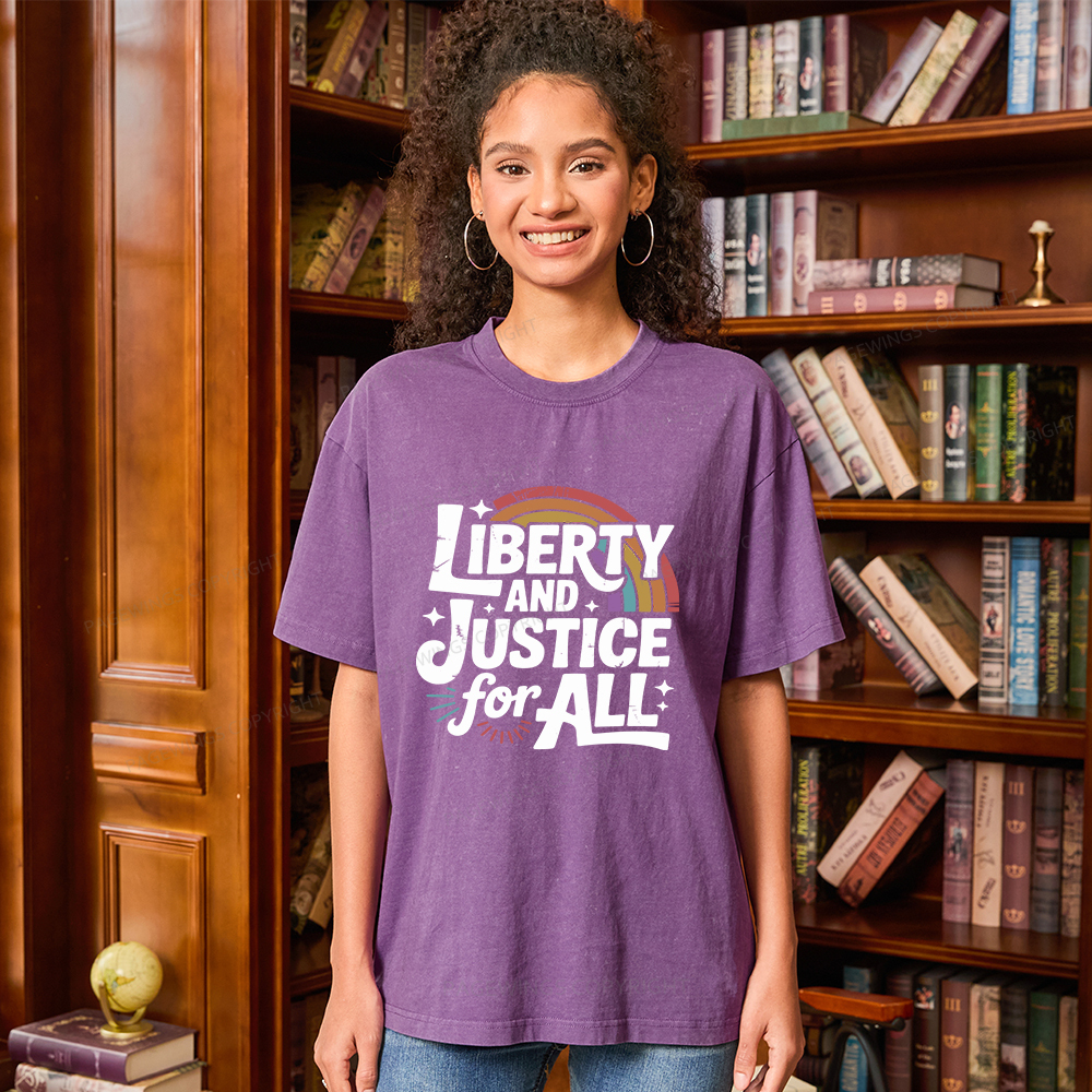 Pagewings Liberty And Justice For All Unisex Washed T-shirt