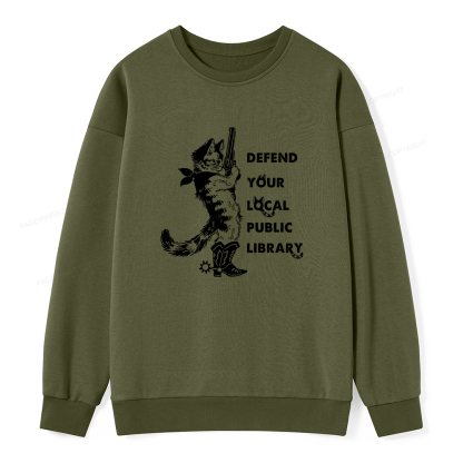 Pagewings Cat Defend Your Local Public Library Unisex Classic Sweatshirt
