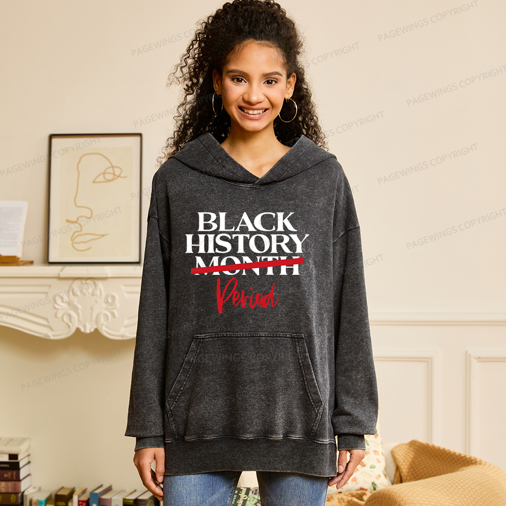 Pagewings Black History Month Period Unisex Washed Hoodie