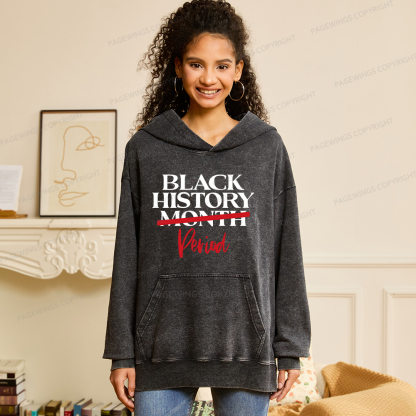 Pagewings Black History Month Period Unisex Washed Hoodie