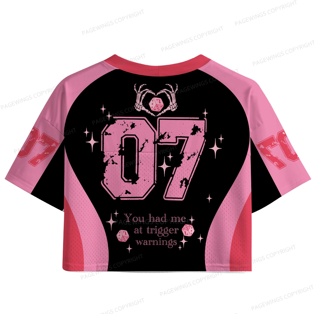 Pagewings You Had Me At Trigger Warnings Women's Crop Mesh Jersey