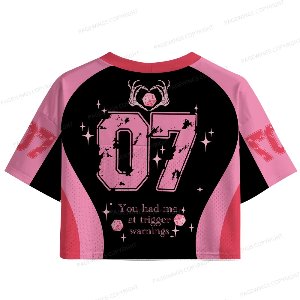 Pagewings You Had Me At Trigger Warnings Women's Crop Mesh Jersey