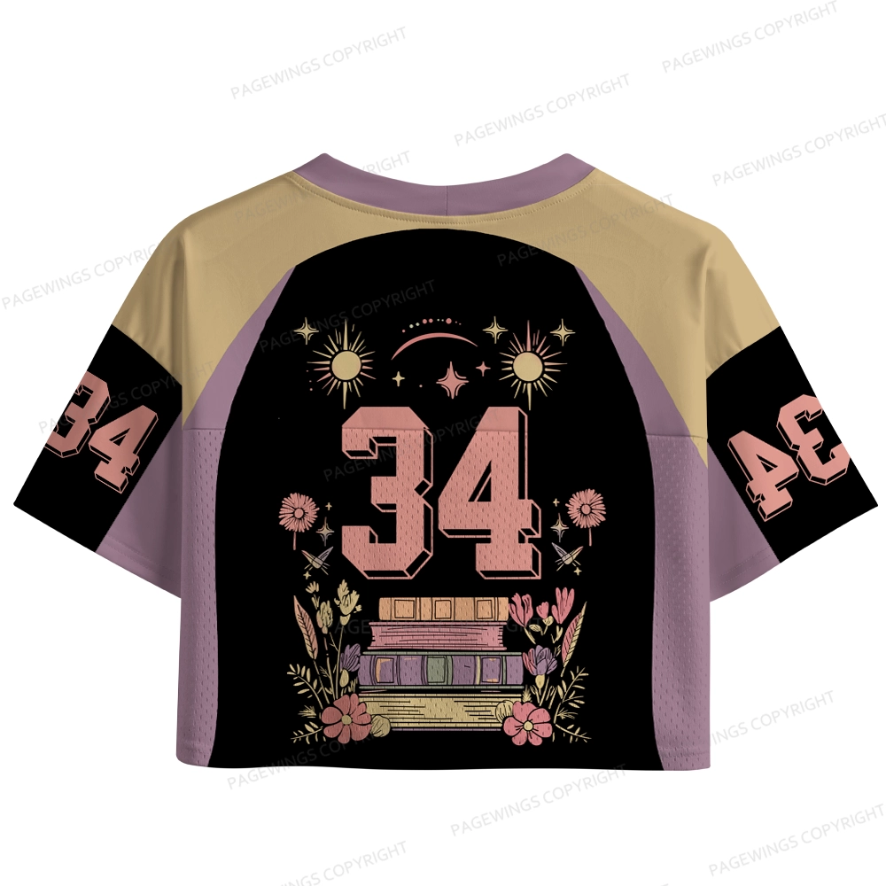 Pagewings Book Cat Lover Women's Crop Mesh Jersey 