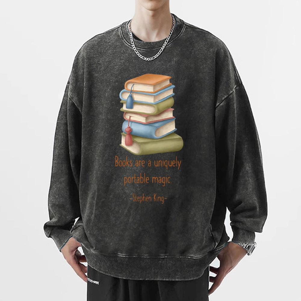 Pagewings Books Are A Uniquely Portable Magic Unisex Washed Sweatshirt