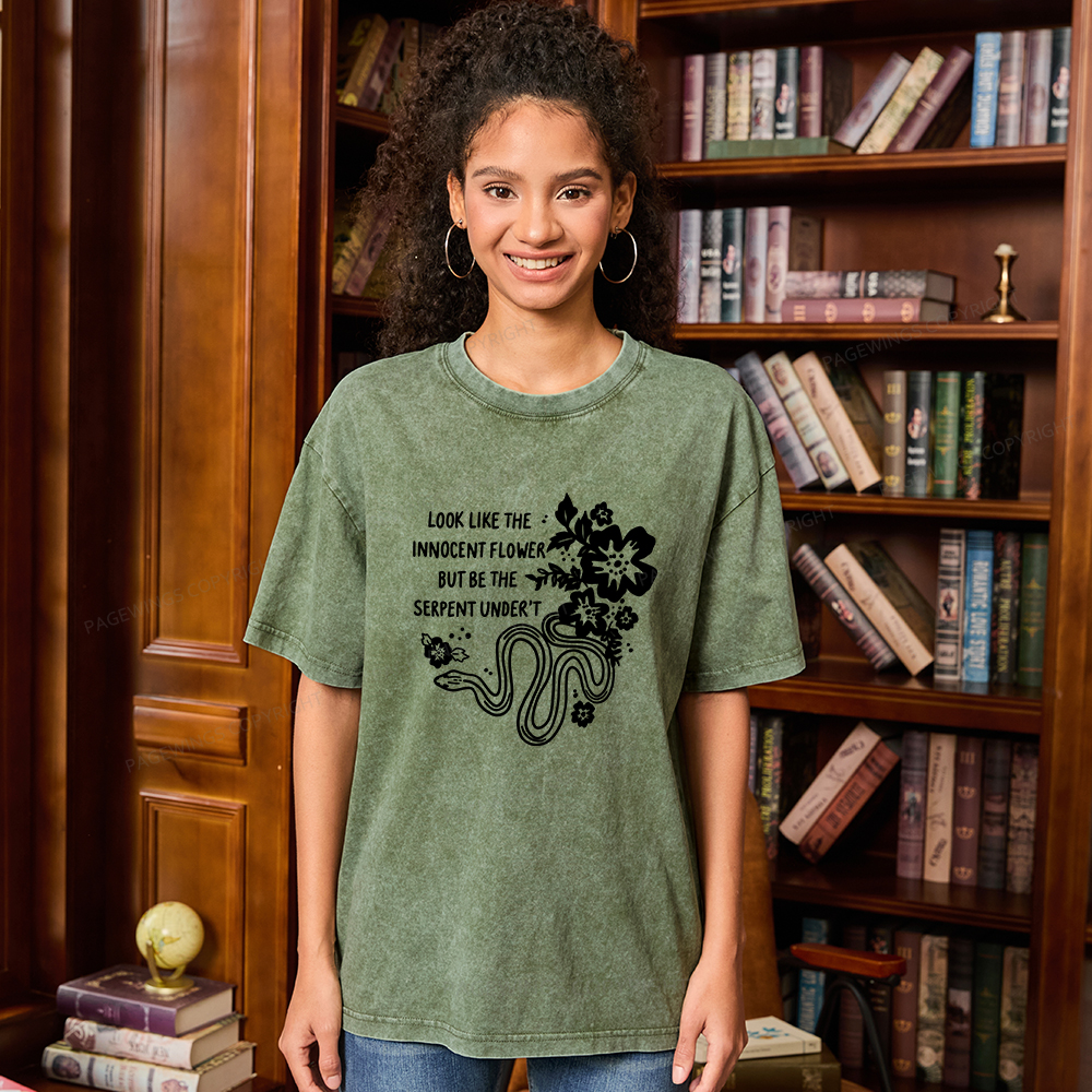 Pagewings Look Like The Innocent Flower Unisex Washed T-shirt