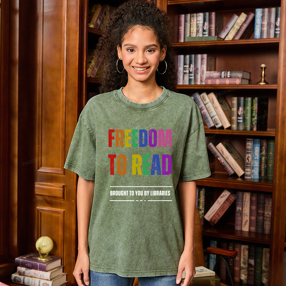 Pagewings Freedom to Read Unisex Washed T-shirt
