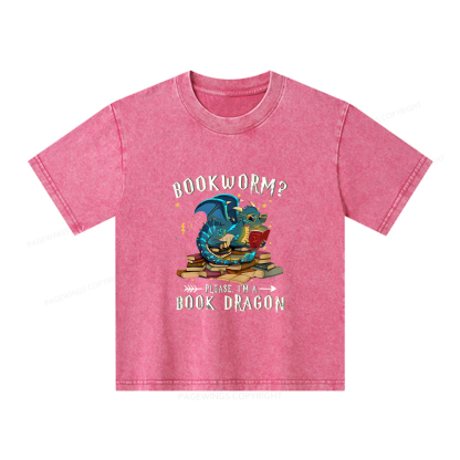Pagewings Dragon Book Unisex Kids Washed T-shirt
