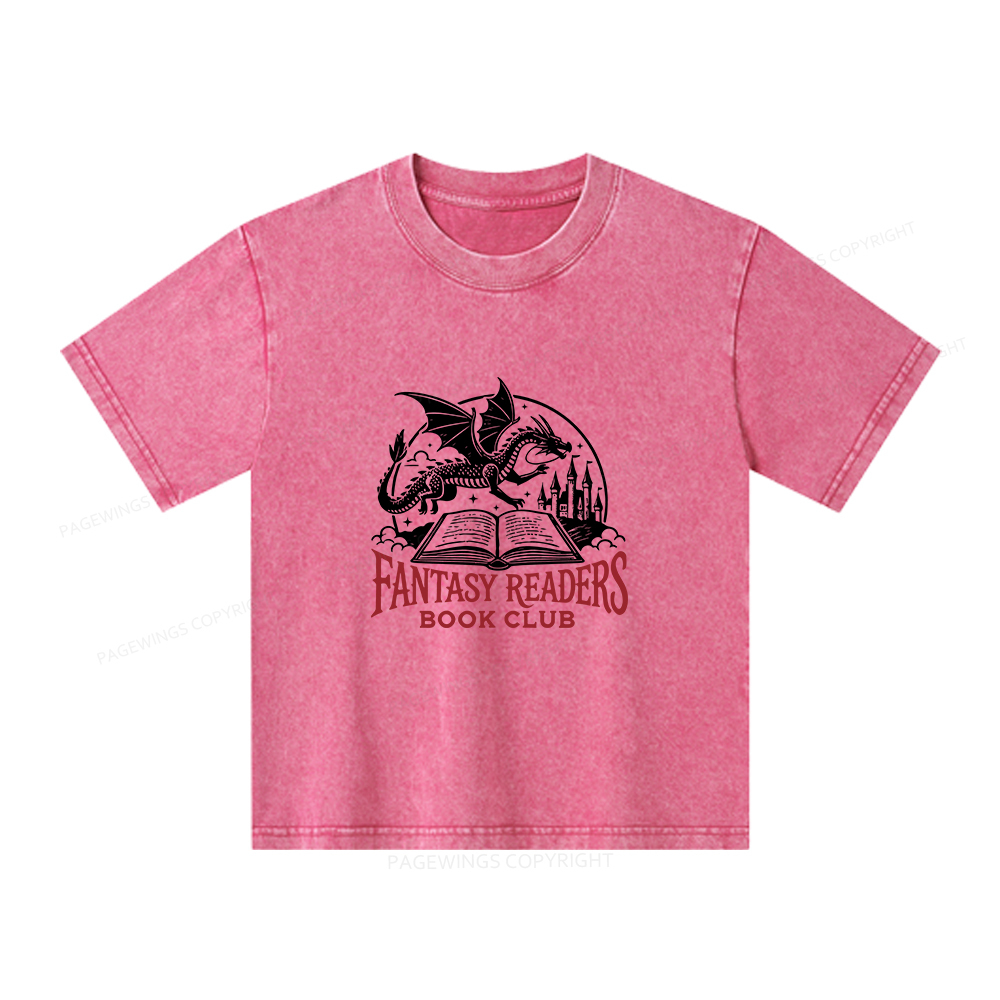 Pagewings Fantasy Readers Book Club Unisex Kids Washed T-shirt