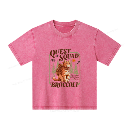 Pagewings Quest Squad Broccoli Unisex Kids Washed T-shirt