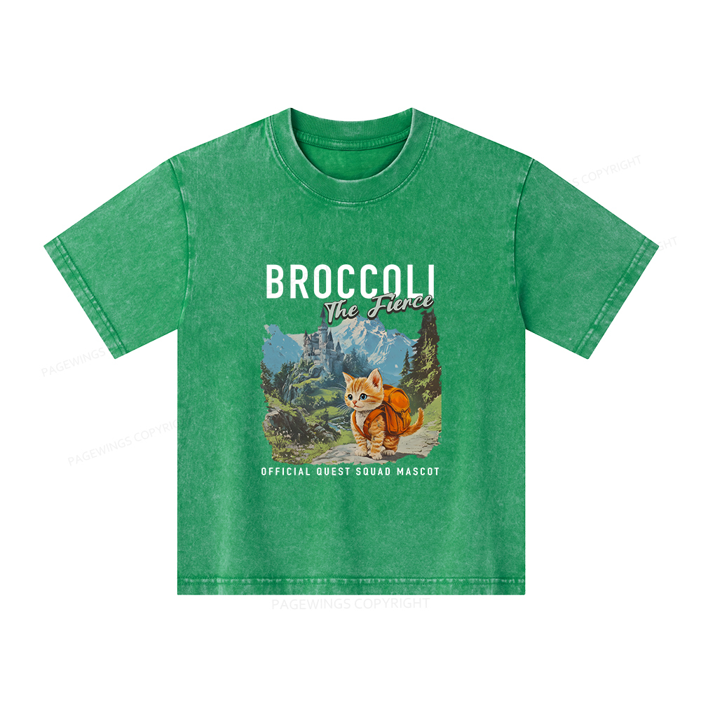Pagewings Broccoli the Fierce Unisex Kids Washed T-shirt